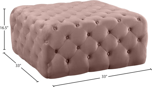 Ariel Pink Velvet Tufted Ottoman