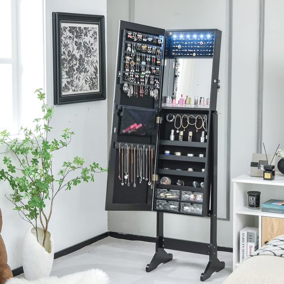 Make-Up & Jewelry Storage Armoire Vanity Cabinet