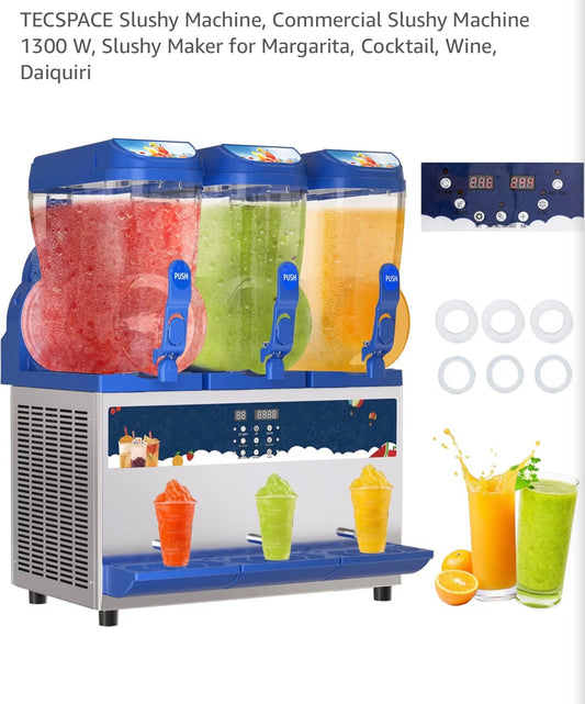 Tecspace Commercial Slushie Machine 3 Tanks 12 Gallons