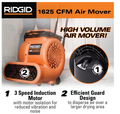 RIDGID Professional 3-Speed Air Mover Dryer Fan