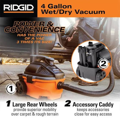 RIDGID 4-Gallon Portable Wet/Dry Vac