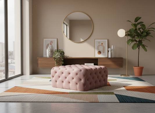 Ariel Pink Velvet Tufted Ottoman